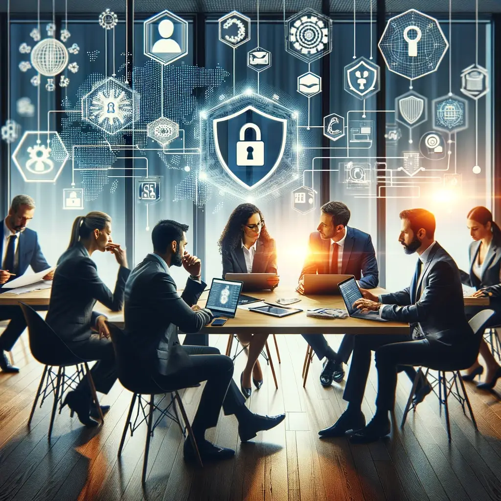 a group of people sitting around the table